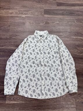 Amongst Friends NYC Paisley Button Up Shirt Men’s Large 100% Cotton Cream